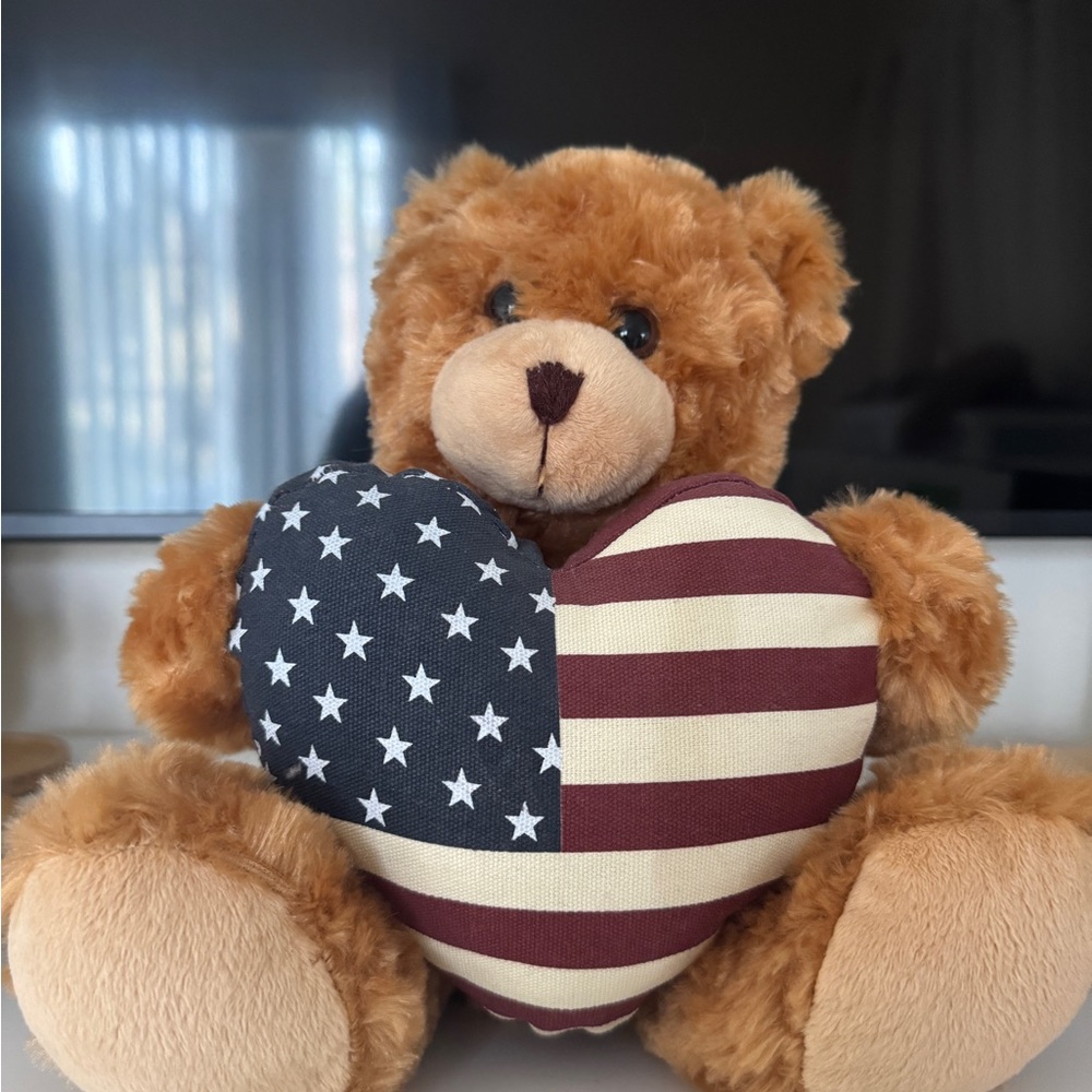 Patriotic Teddy Bear with Heart